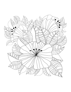 Flower Detailed Patterned Leaves Flowers Coloring Pdf, Free Vectors File